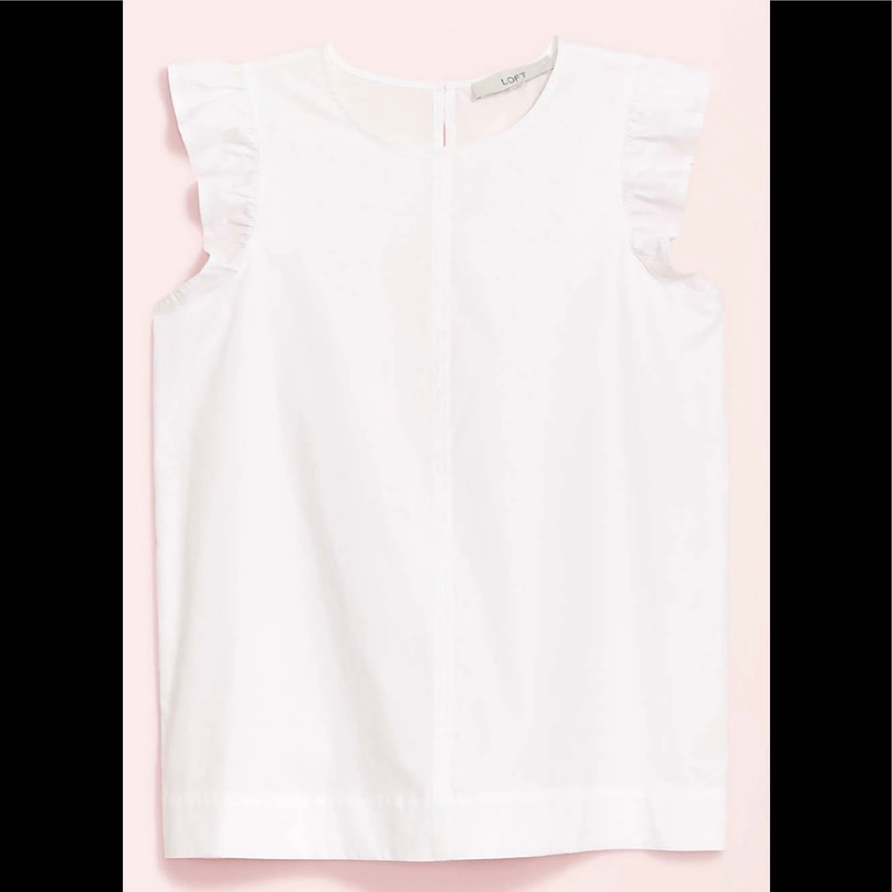 Loft ruffle sleeve white top